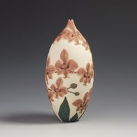 Image 3 of Red moth Orchid sgraffito vessel  