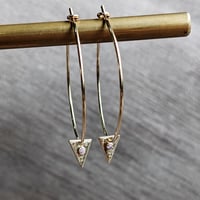 Image 2 of Eco Gold & Pink Tourmaline Hoops 