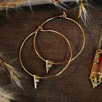 Image 1 of Eco Gold & Pink Tourmaline Hoops 