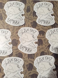 Live Fast Eat Trash Raccoon Sticker