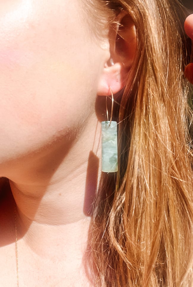 Infinite Green Mountian Jade Earring 