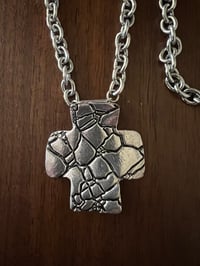 Image 3 of cracked silver cross necklace