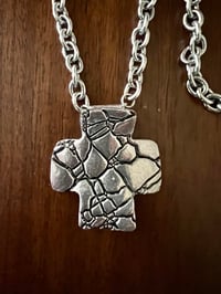 Image 1 of cracked silver cross necklace