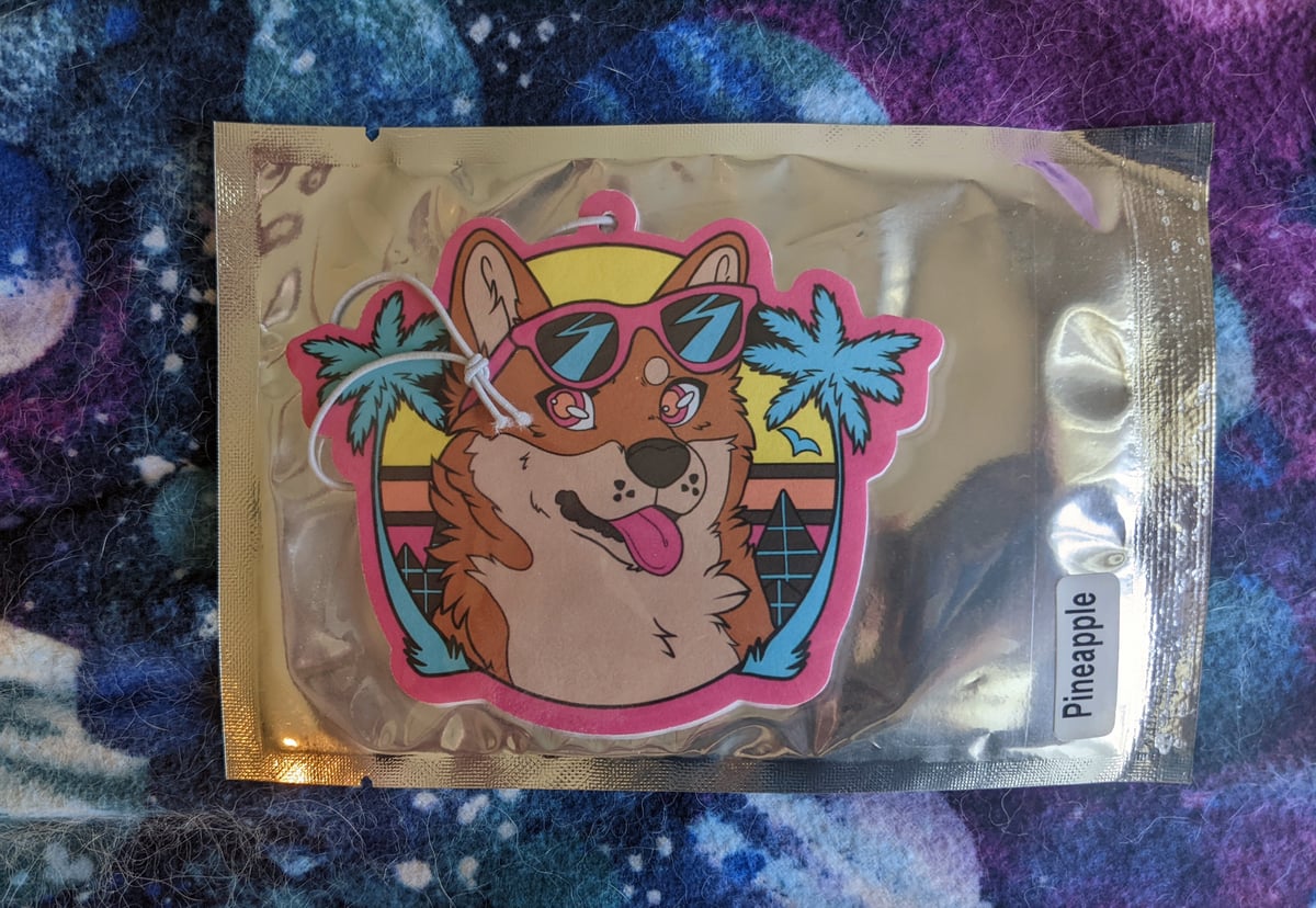 Image of Pineapple scented Synthwave Shiba Air freshener 