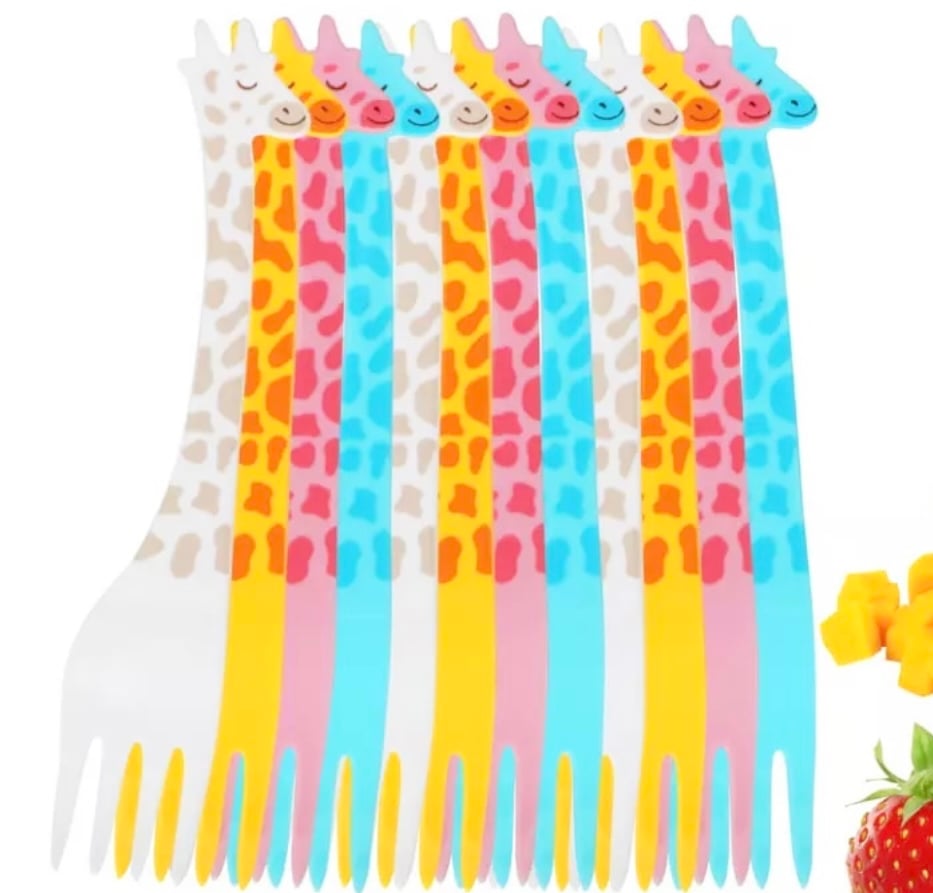 Giraffe Party Fruit Forks - 12pcs Assorted Colours