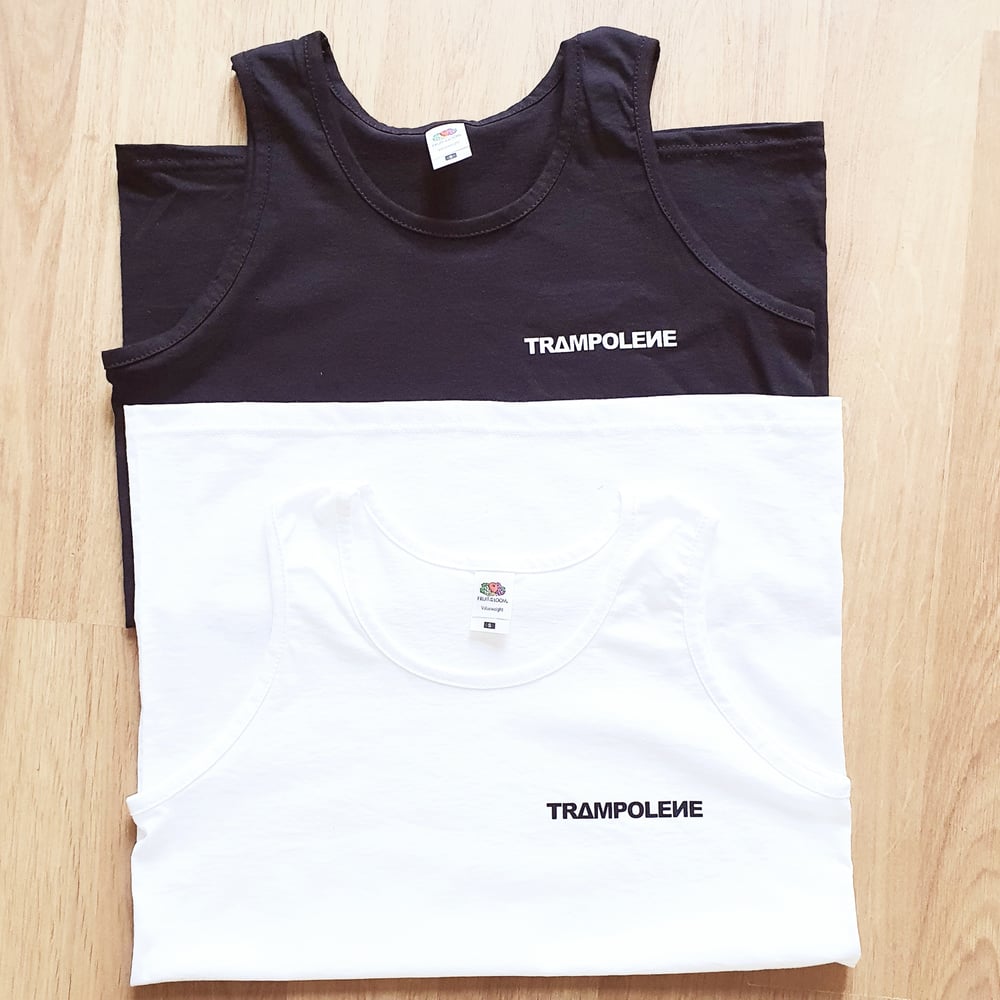 TRAMPOLENE vest in black or white, mens slim fit 'athletic' style