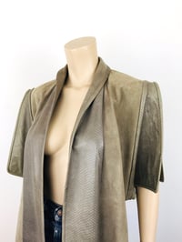 Image 2 of Vintage 1980s Wild Animal Print Reversible Grass Orchids Leather Jacket