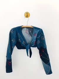 Image 4 of Vintage 1970s Love Melody Patchwork Denim Studded Crop Top / Jacket