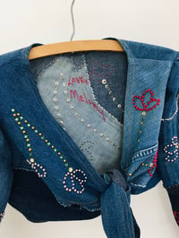 Image 5 of Vintage 1970s Love Melody Patchwork Denim Studded Crop Top / Jacket