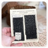 Image 4 of vintage french sewing basket with lace buttons and fabric samples
