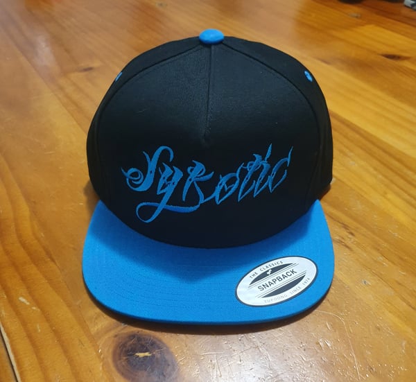 Image of OG Snapback Flat Cap (Black / Cyan)