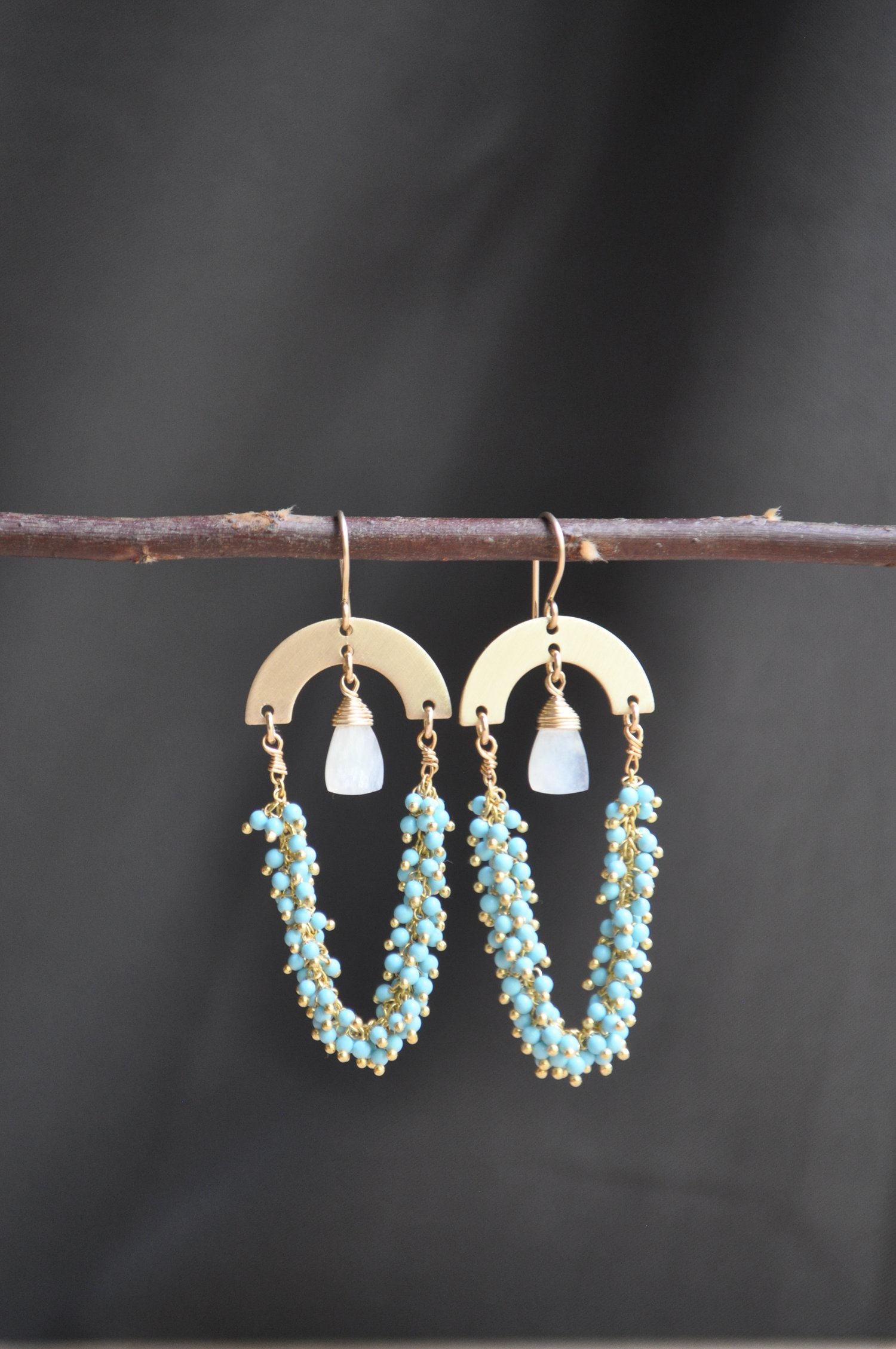 Image of The Turquoise Coastal Dangles - In White Moonstone