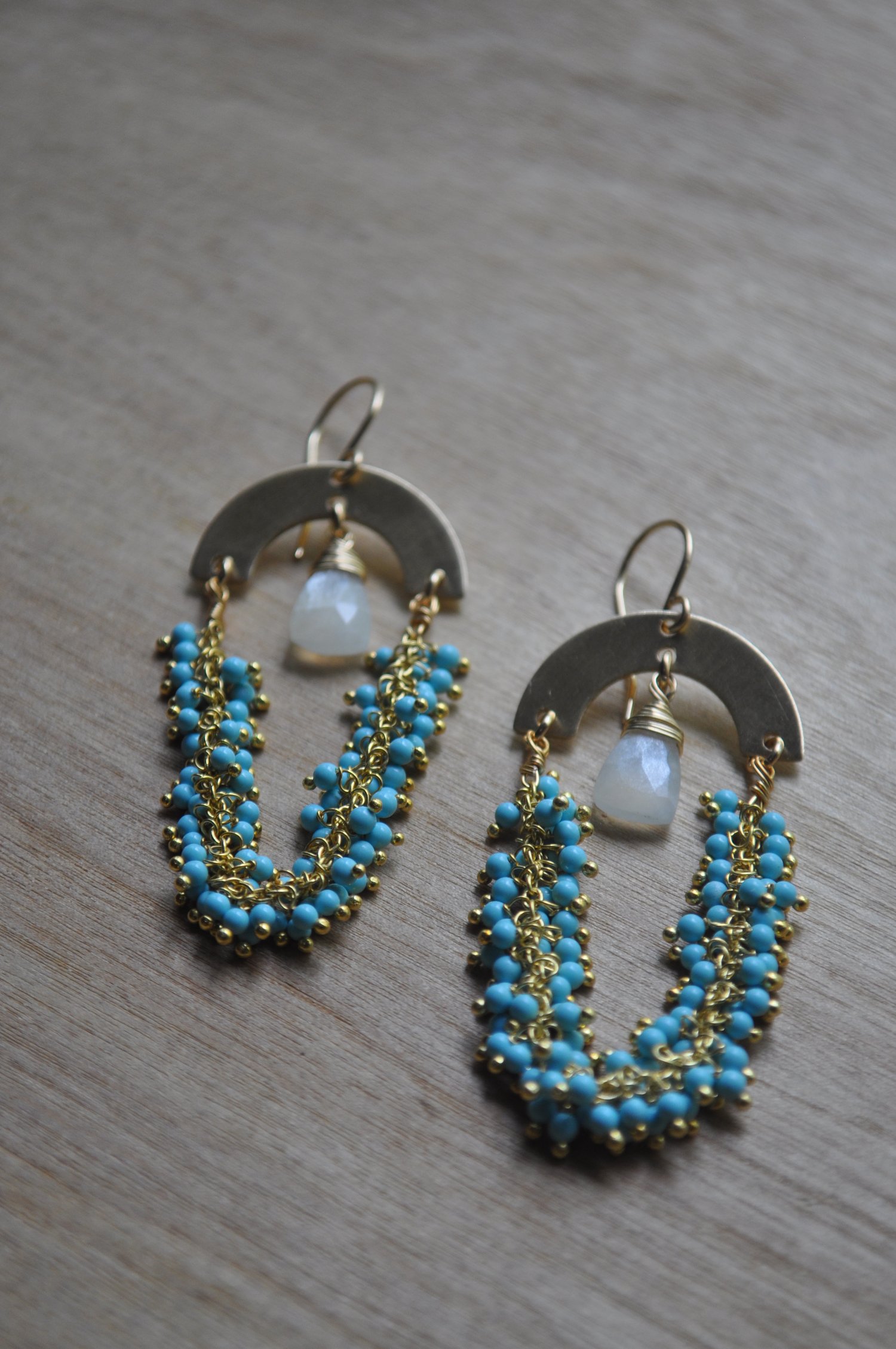 Image of The Turquoise Coastal Dangles - In White Moonstone