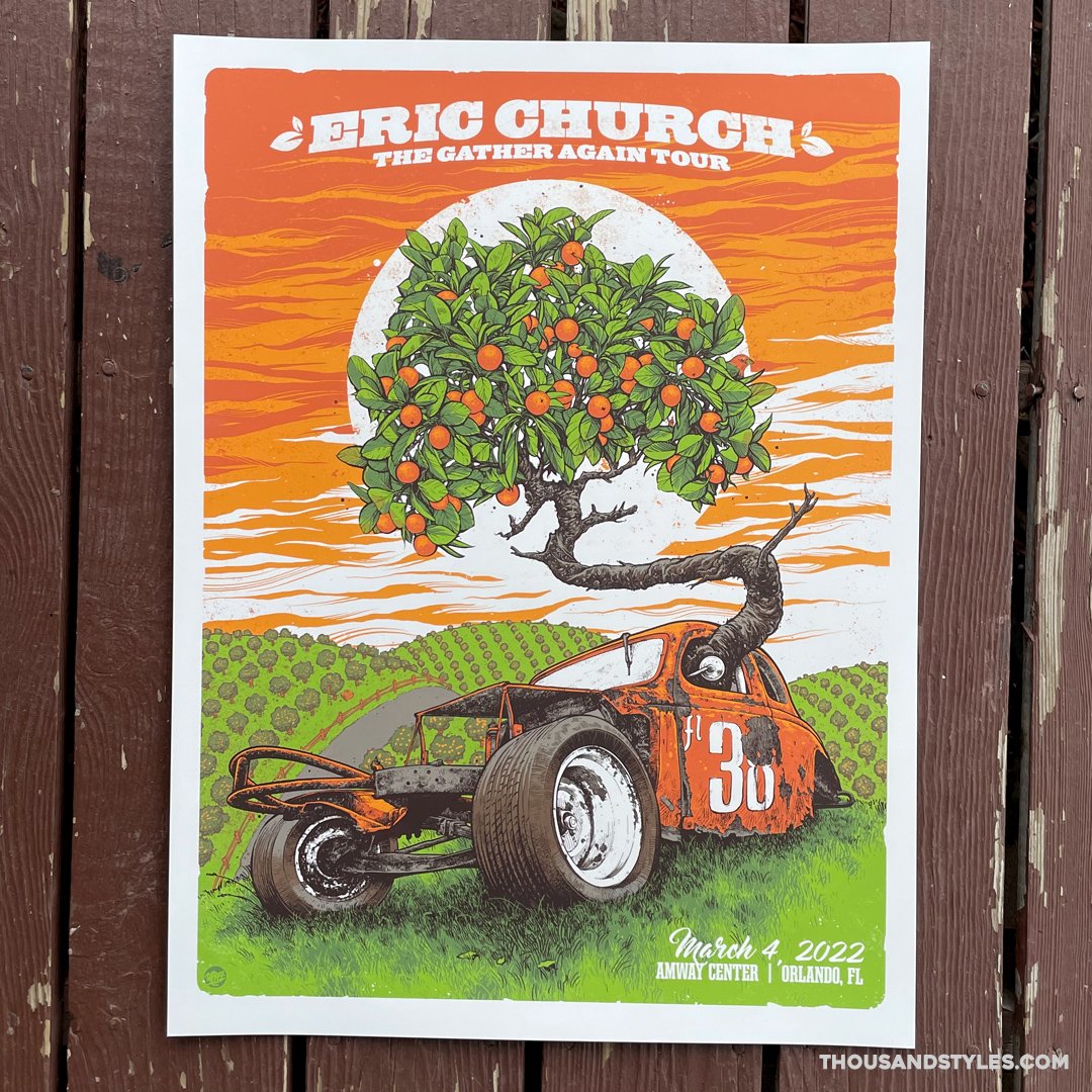 Eric Church - Official Gig Poster 3.4.22 Orlando