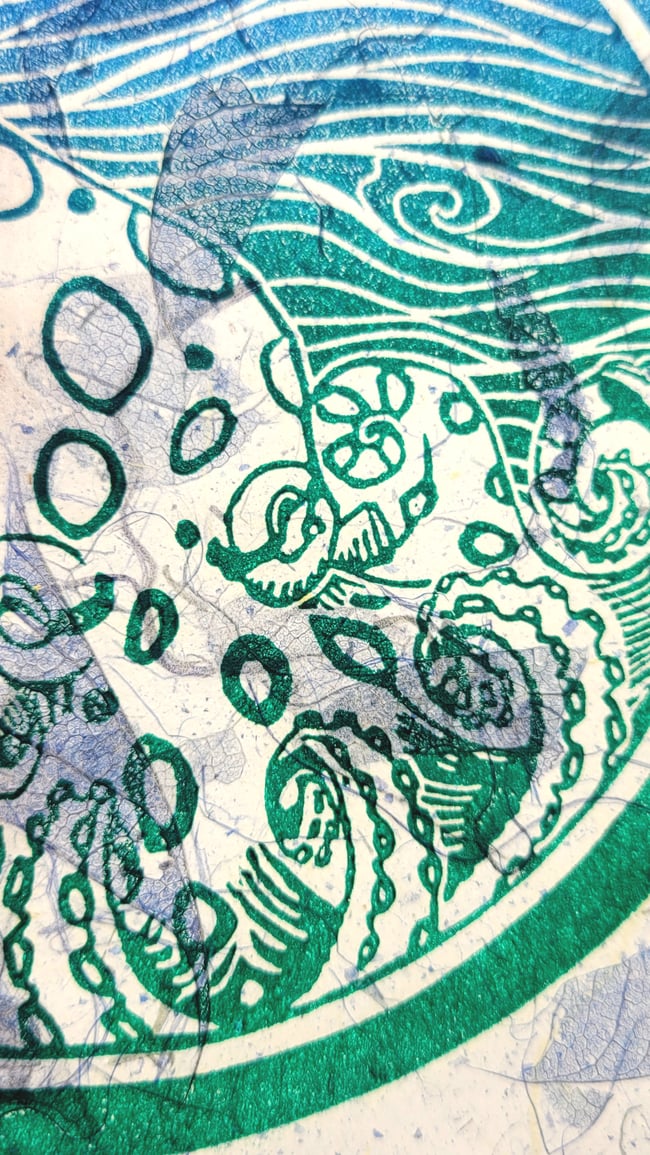 Blue Ring Octopus- Green/blue