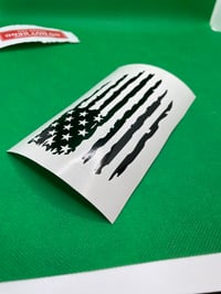Image 2 of Distressed Flag - Thin Red/Blue/Camo Line Options 5.5"x 3"