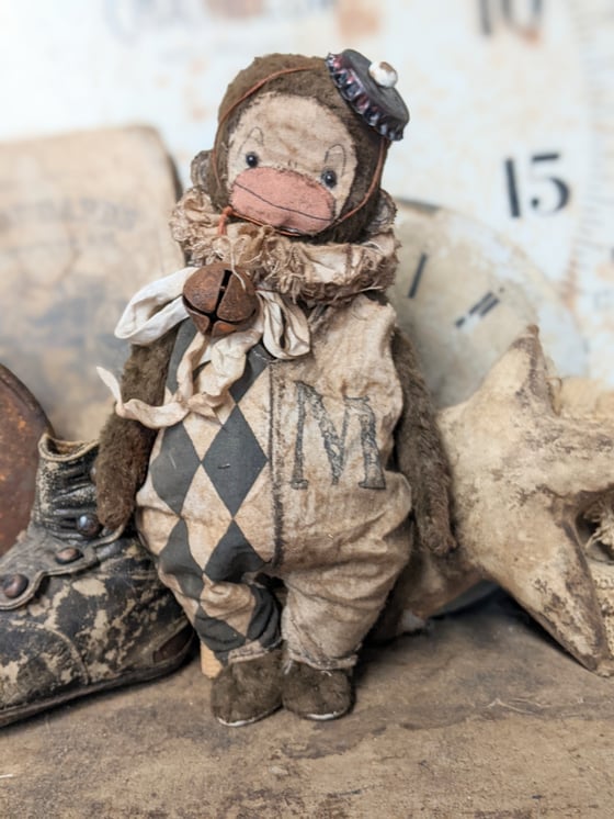 Image of   "M" is for MUNKI - 7.5" size -   Old Toy Carnival Munki by Whendi's Bears.