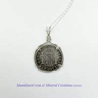Image 1 of 1781 Spanish Colonial 2 Real Coin Wrapped in Sterling Silver