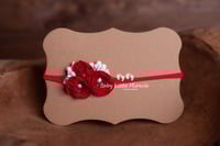 Image 2 of Christmas headband three flowers red