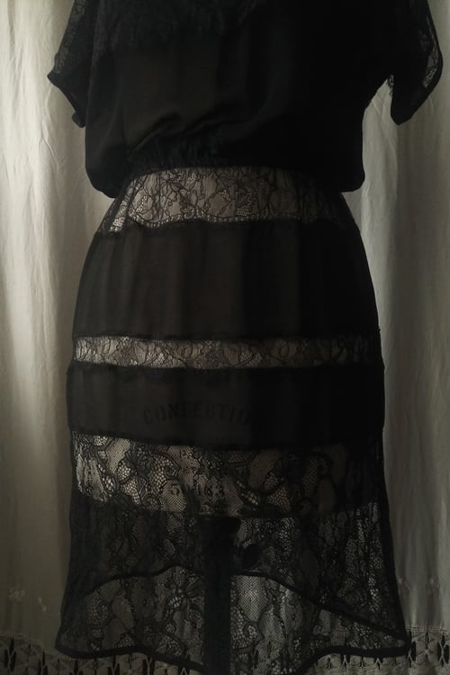 Image of BLACK CHIFFON & LACE DRESS ※ SANDRO - XS / S