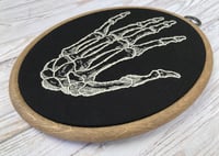 Image 3 of Skeletal Hand Bones 5x7" Embroidery Hoop Black