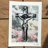 Original Ink and watercolour on printed arches paper (crucifixion)