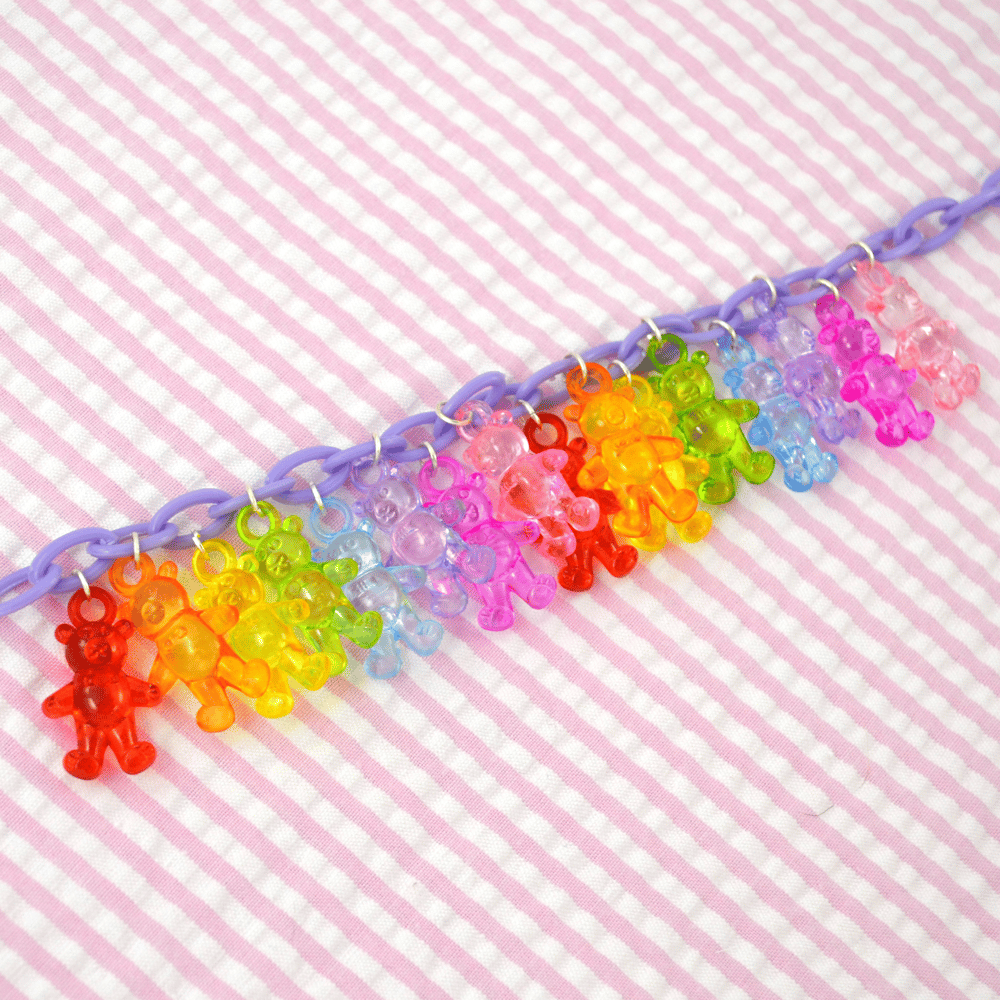 Rainbow Teddy Bear Bracelet