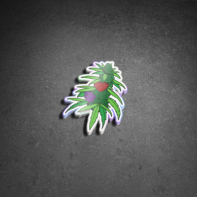 Holographic Berry Cannabis Plant Die Cut Stickers
