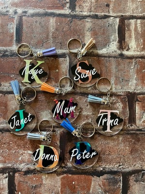 Image of Personalised Keychains | Name and Initial Keychains with Leather Tassel | Initial Keychains