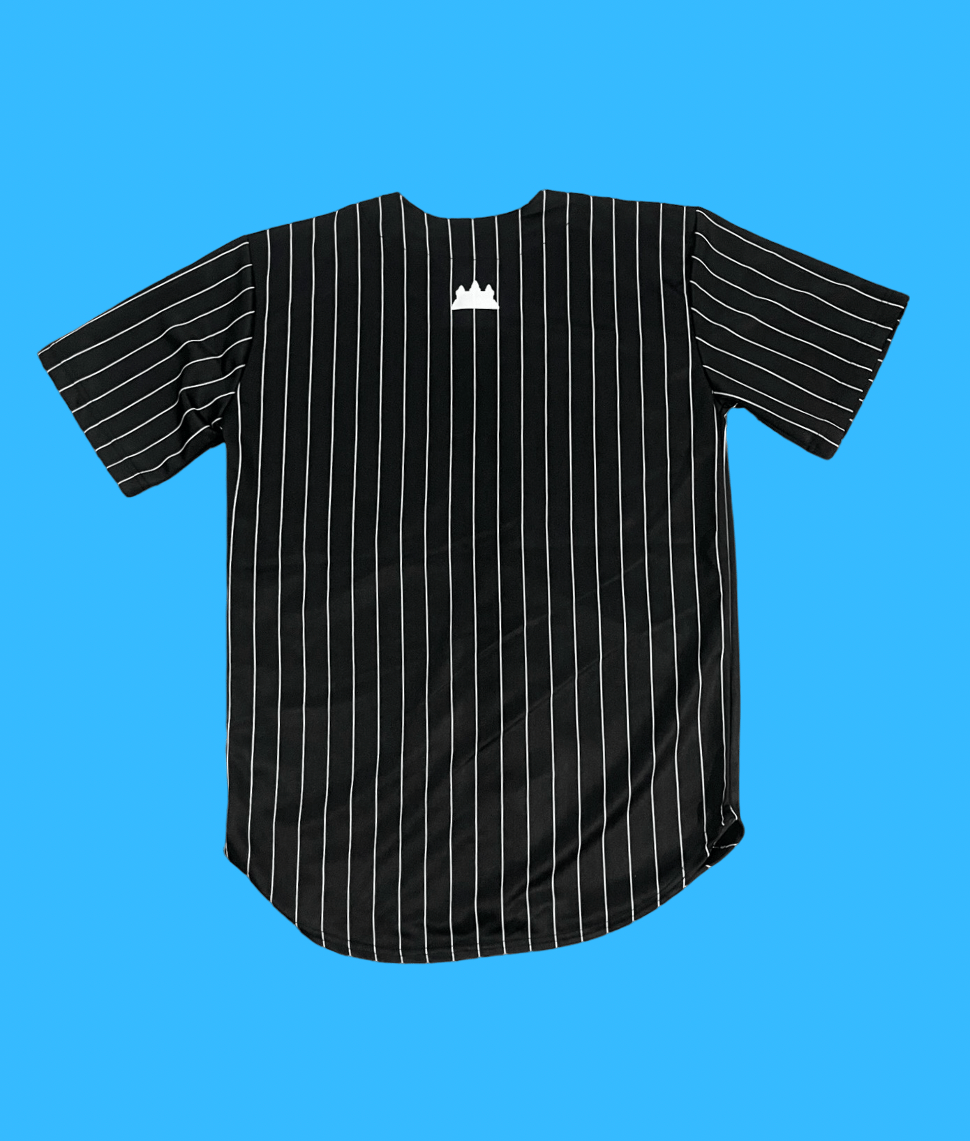 Image of Black/White Pinstripe X Design Baseball Jersey