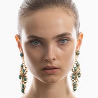 Image 2 of NUAGES MIROIR DÉCORÈ Earring - with Peacock Green Sea Shell Stones