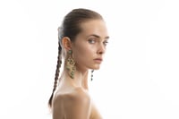 Image 3 of NUAGES MIROIR DÉCORÈ Earring - with Peacock Green Sea Shell Stones
