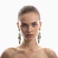 Image 4 of NUAGES MIROIR DÉCORÈ Earring - with Peacock Green Sea Shell Stones