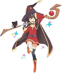 4 Foot Tall Sparkle Finish Megumin and small Chomusuke decals