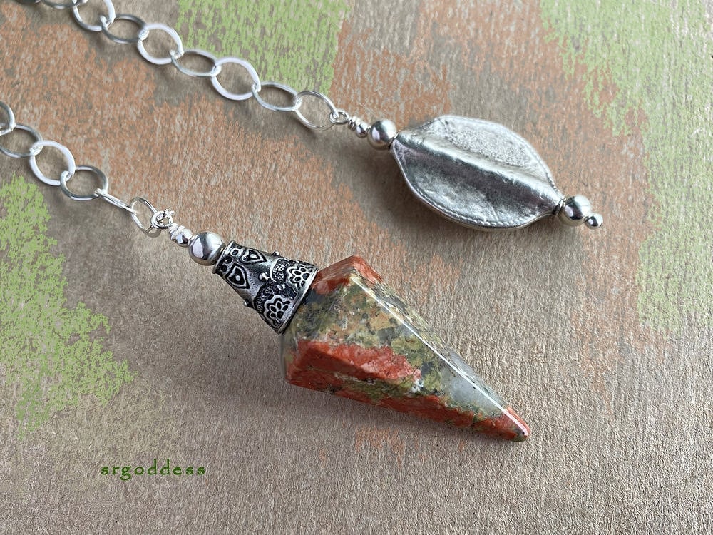 Image of Unakite, Sterling Silver and Pewter Pendulum
