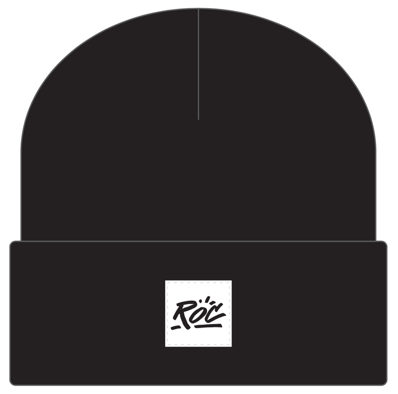 Image of Black Beanie with Hand Sewn On ROC Patch