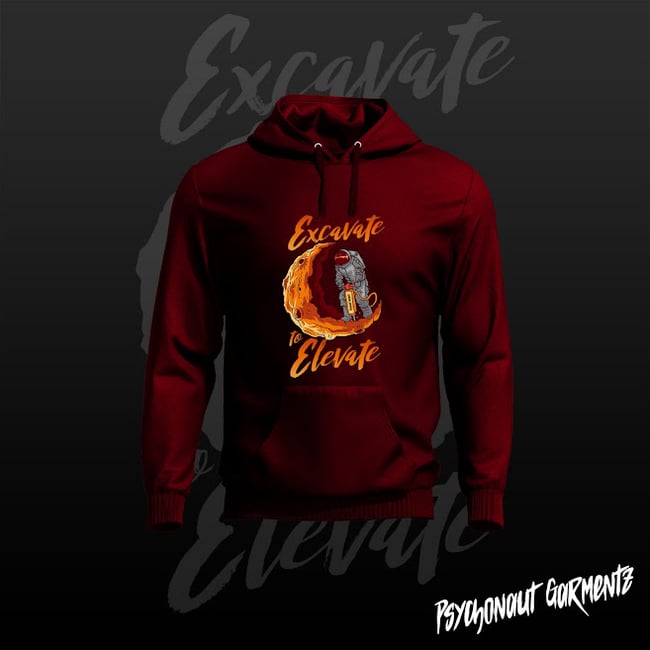 EXCAVATE TO ELEVATE-MAROON HOODIE