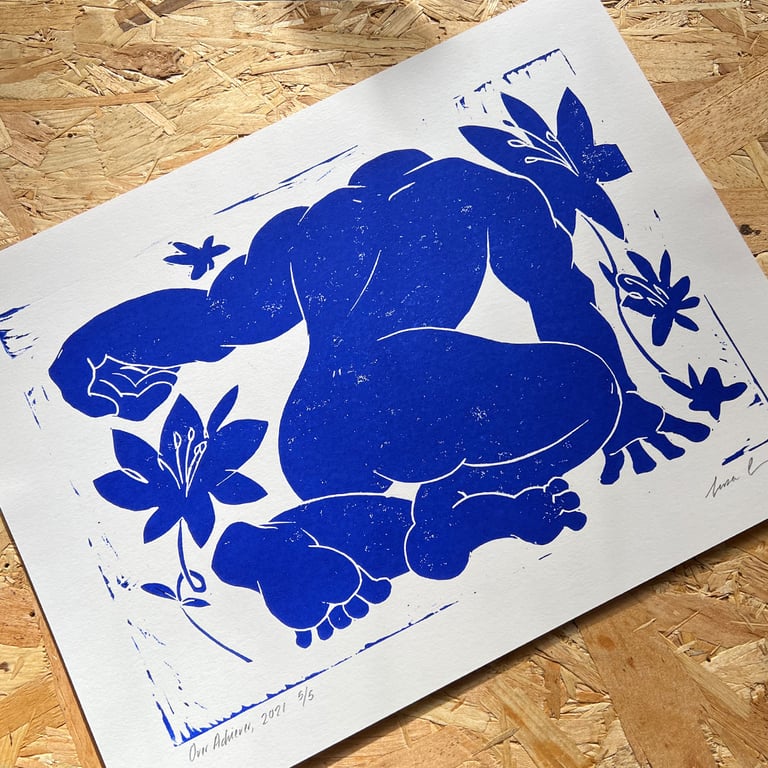 'OVERACHIEVER' Linocut print.