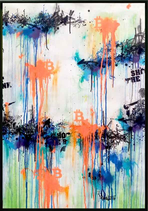 Image of JP MALOT BITCOIN X SHOOT THE BANK ON ABSTRACT 116X81