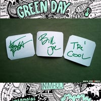 Image 2 of Green Day stickers vinyl autograph Billie Joe, Mike Dirnt,Tre Cool guitar decal punk