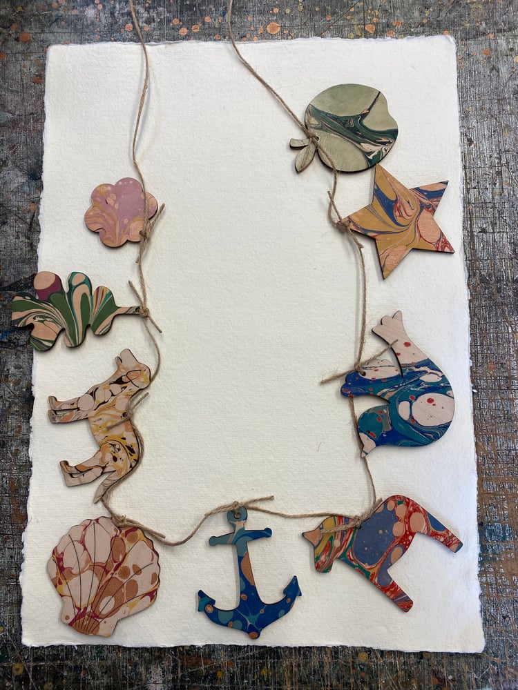 Image of Marbled Wooden Charm Garland // one-of-a-kind No.3
