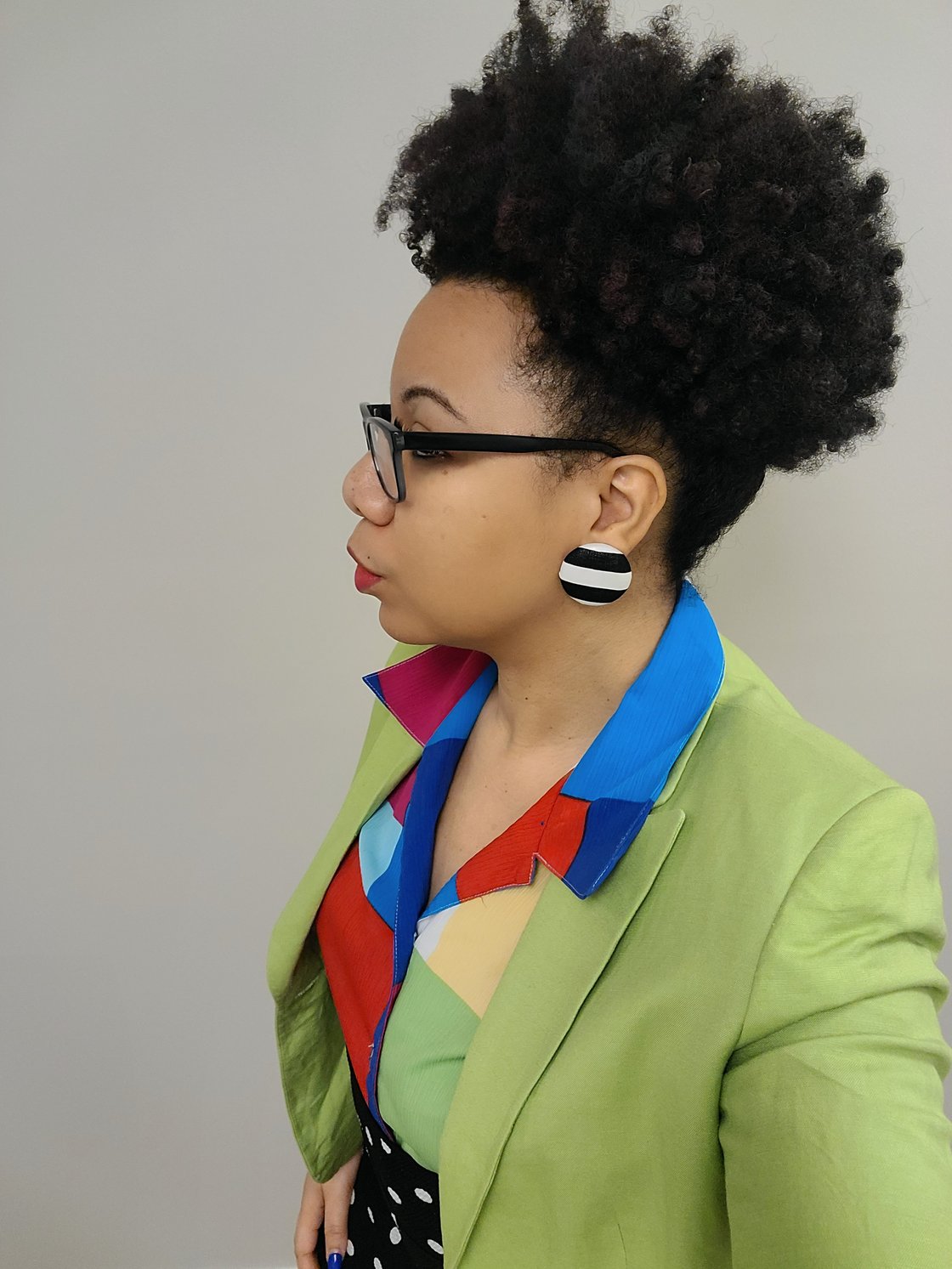 Image of Black/White Striped Button Earrings