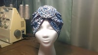 Image 1 of Blue/Black/White Printed Turban (Swirl Collection)