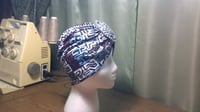 Image 2 of Blue/Black/White Printed Turban (Swirl Collection)