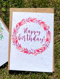 Image 4 of Happy Birthday Plantable Seed Card - Pink Floral Wreath