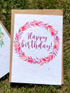 Happy Birthday Plantable Seed Card - Pink Floral Wreath