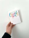 Thank You Calligraphy Card - Rainbow Plantable Seed Card