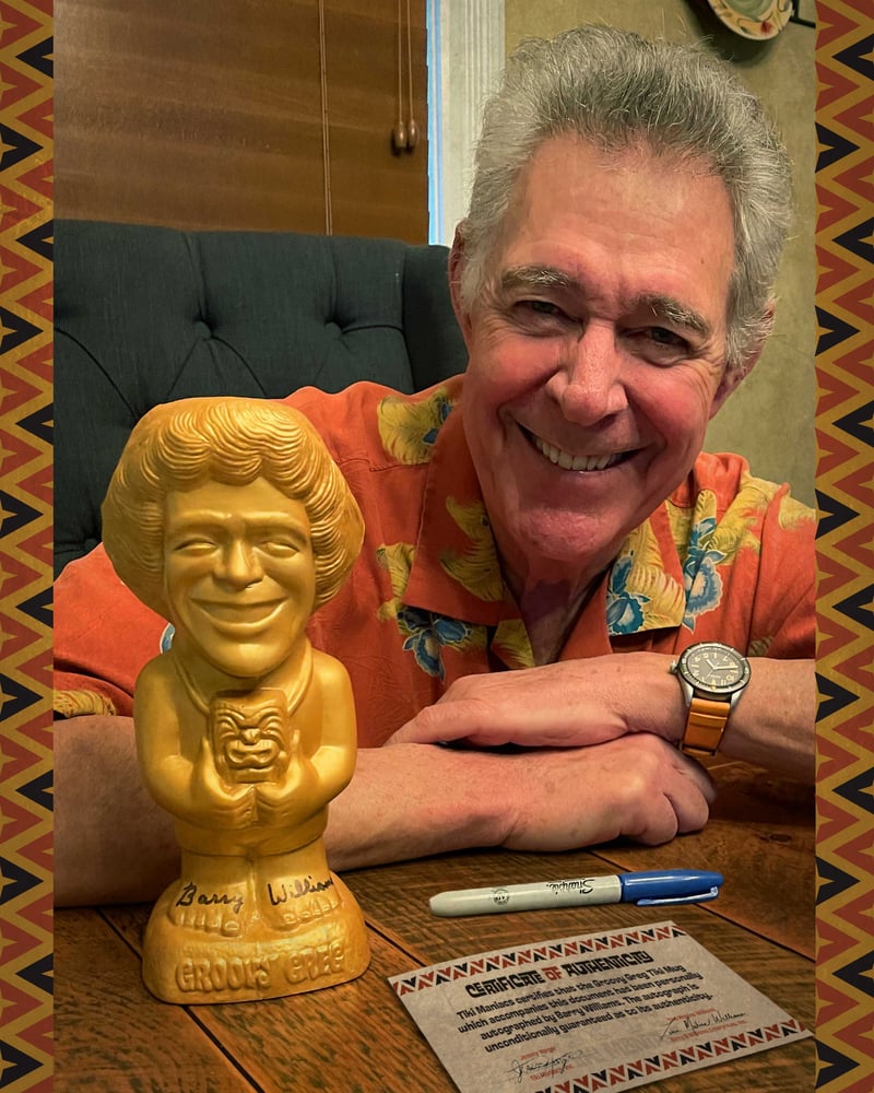 Image of GROOVY GREG 50TH ANNIVERSARY GOLD EDITION TIKI MUG SIGNED BY BARRY WILLIAMS