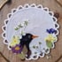 The Morning Visitor, Embroidery and pressed flowers circular framed art Image 2