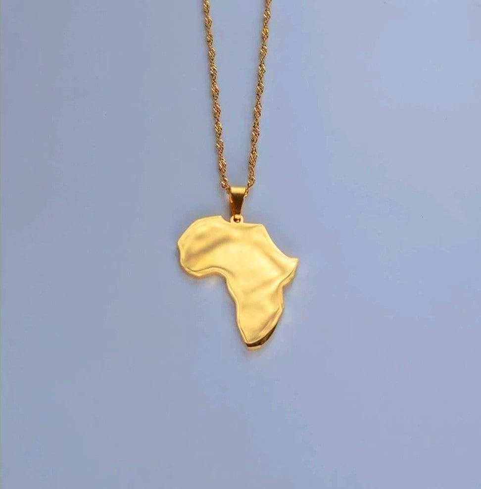 Image of GOLD FILLED AFRICAN MAP NECKLACE 